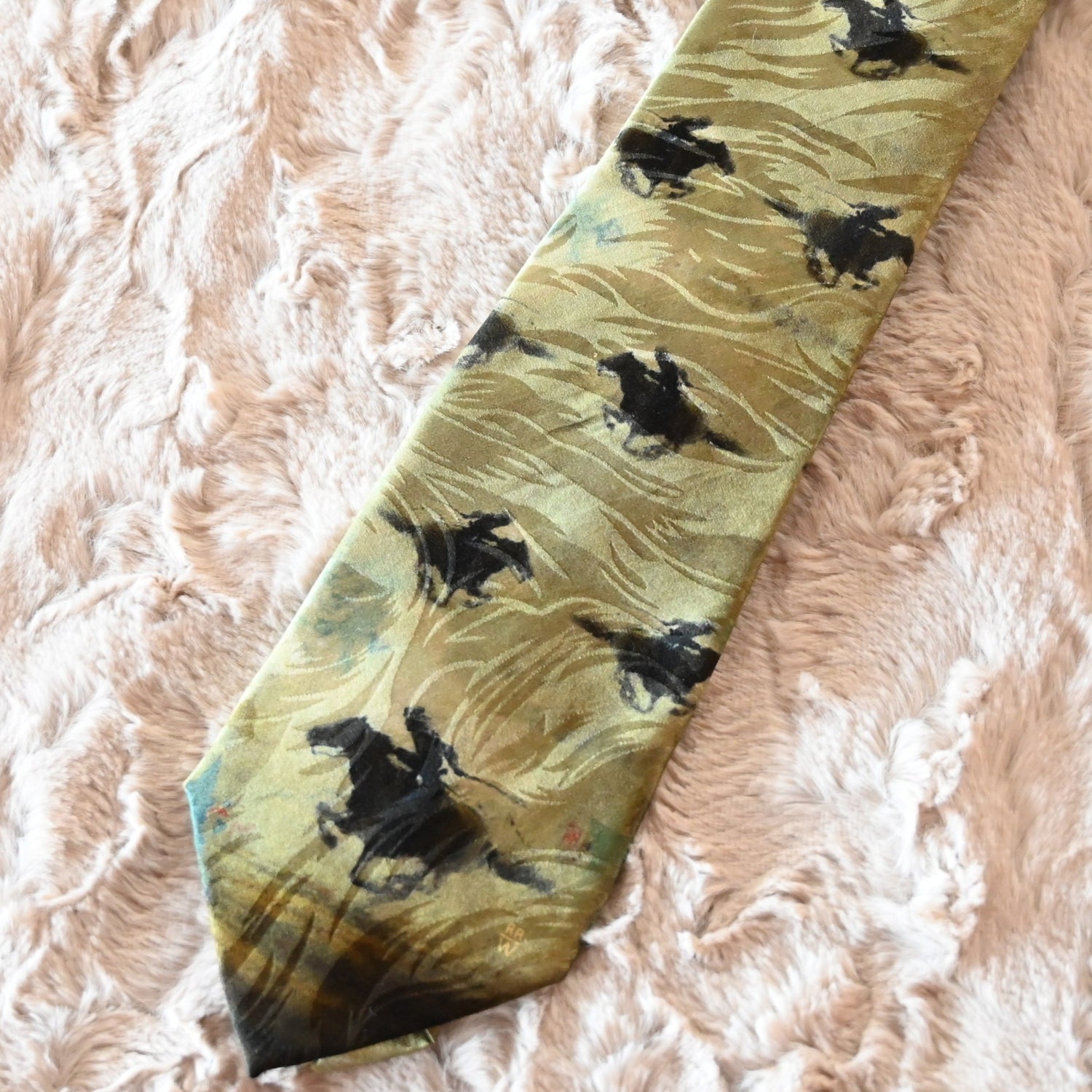 Silk Necktie &quot;Pony Express&quot; by Terry Gardner