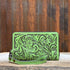 American Darling Green Tooled Clutch with Wristlet view of clutch