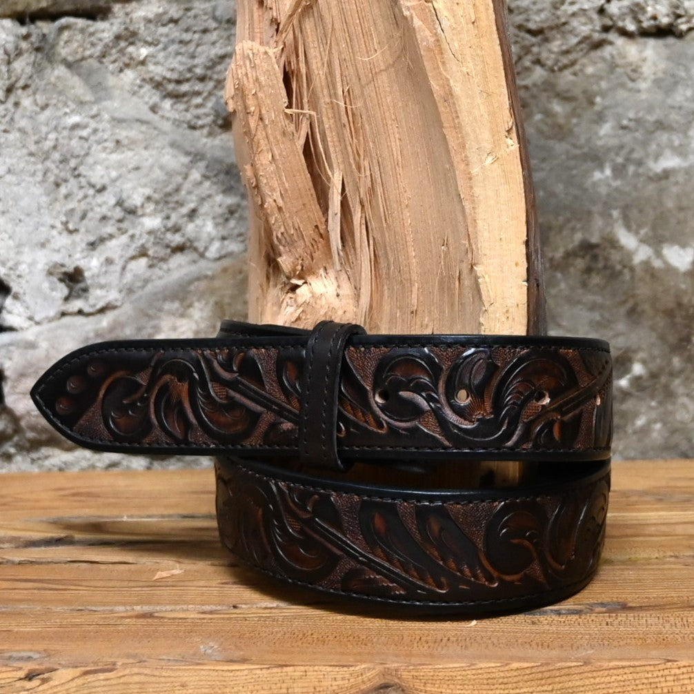 Carved Deluxe Brown Belt view of belt