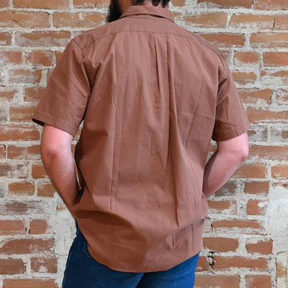 View of back of shirt in brown