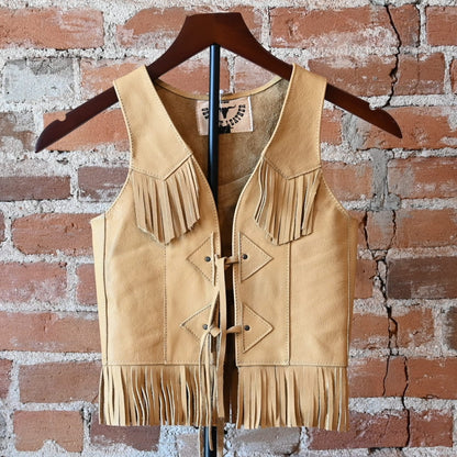 Southbay Leather 3B kids leather vest with western fringe detail