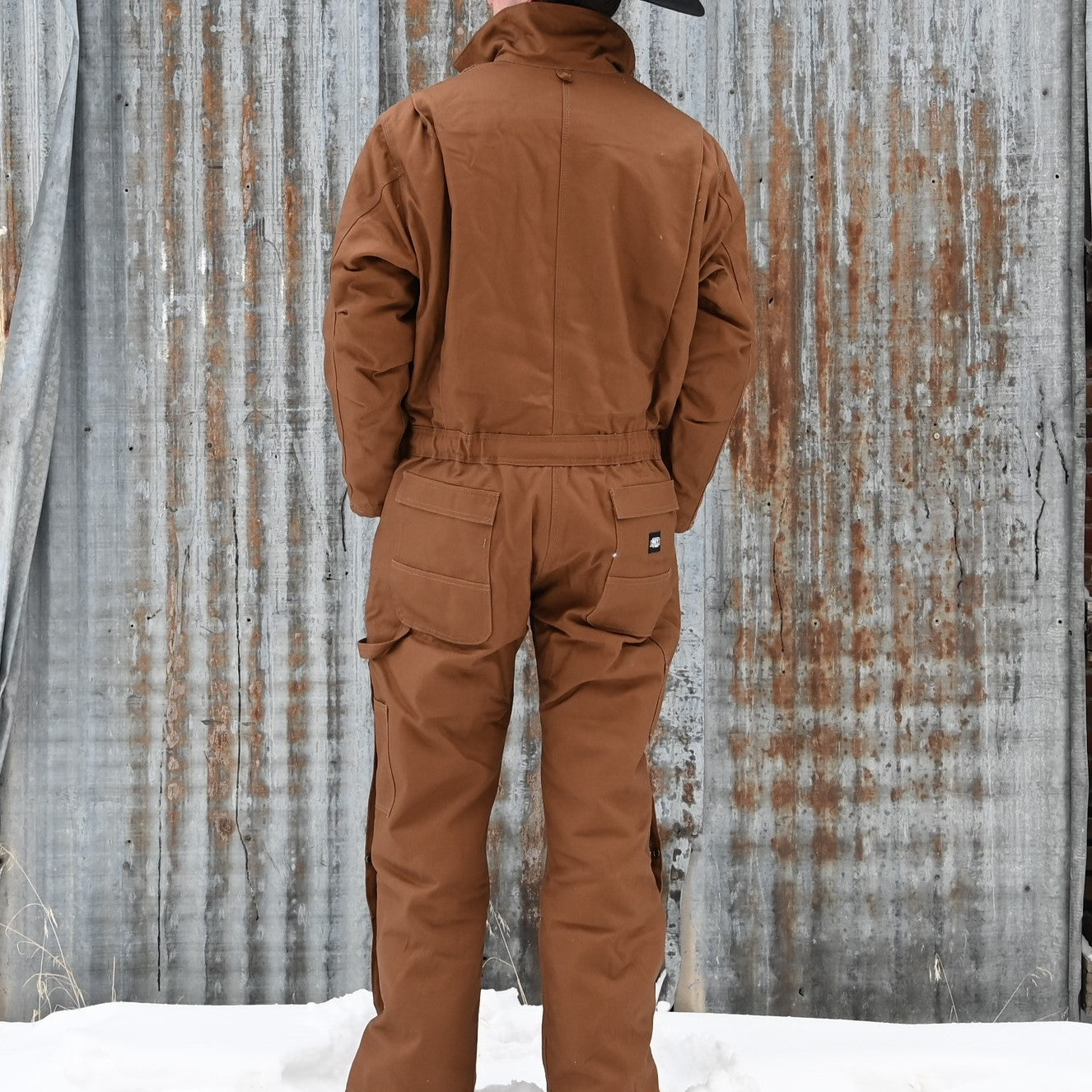 Key Ind Insulated Coverall in Saddle view of back of coveralls