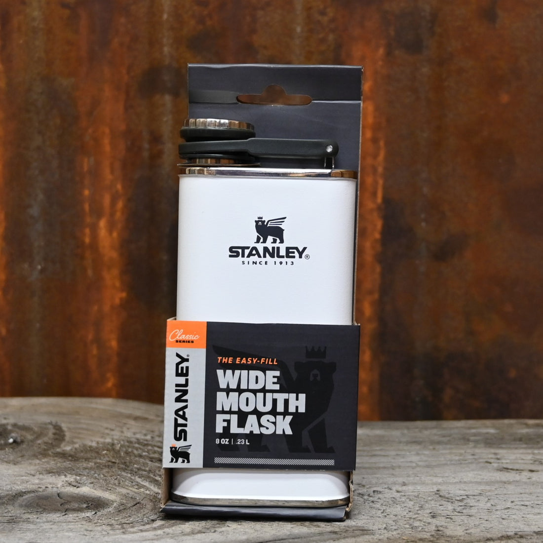 Stanley Classic Easy Fill Wide Mouth Flask in Polar view of flask