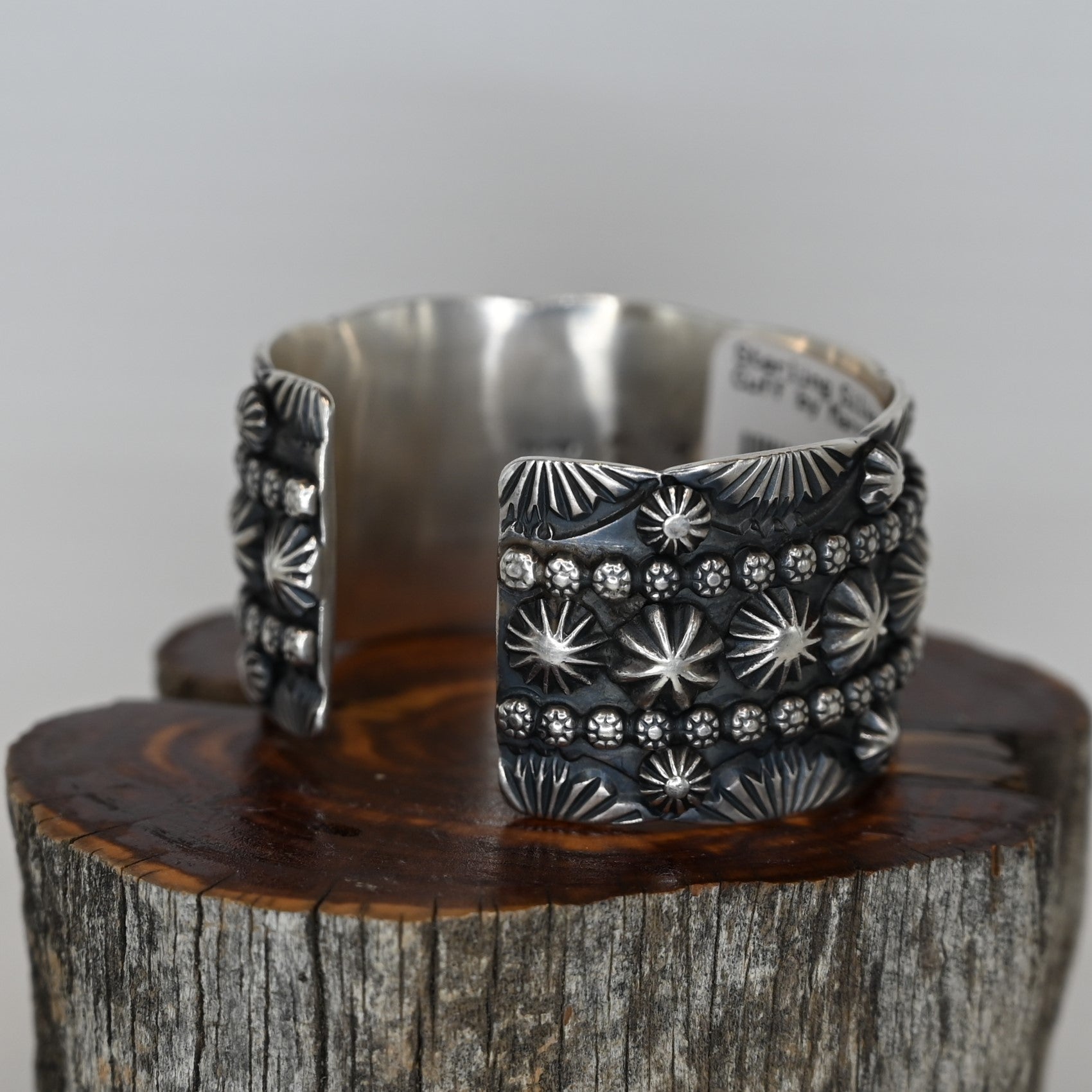 Sterling Silver San Carlos Cuff by Marc Antia-Navajo view of cuff