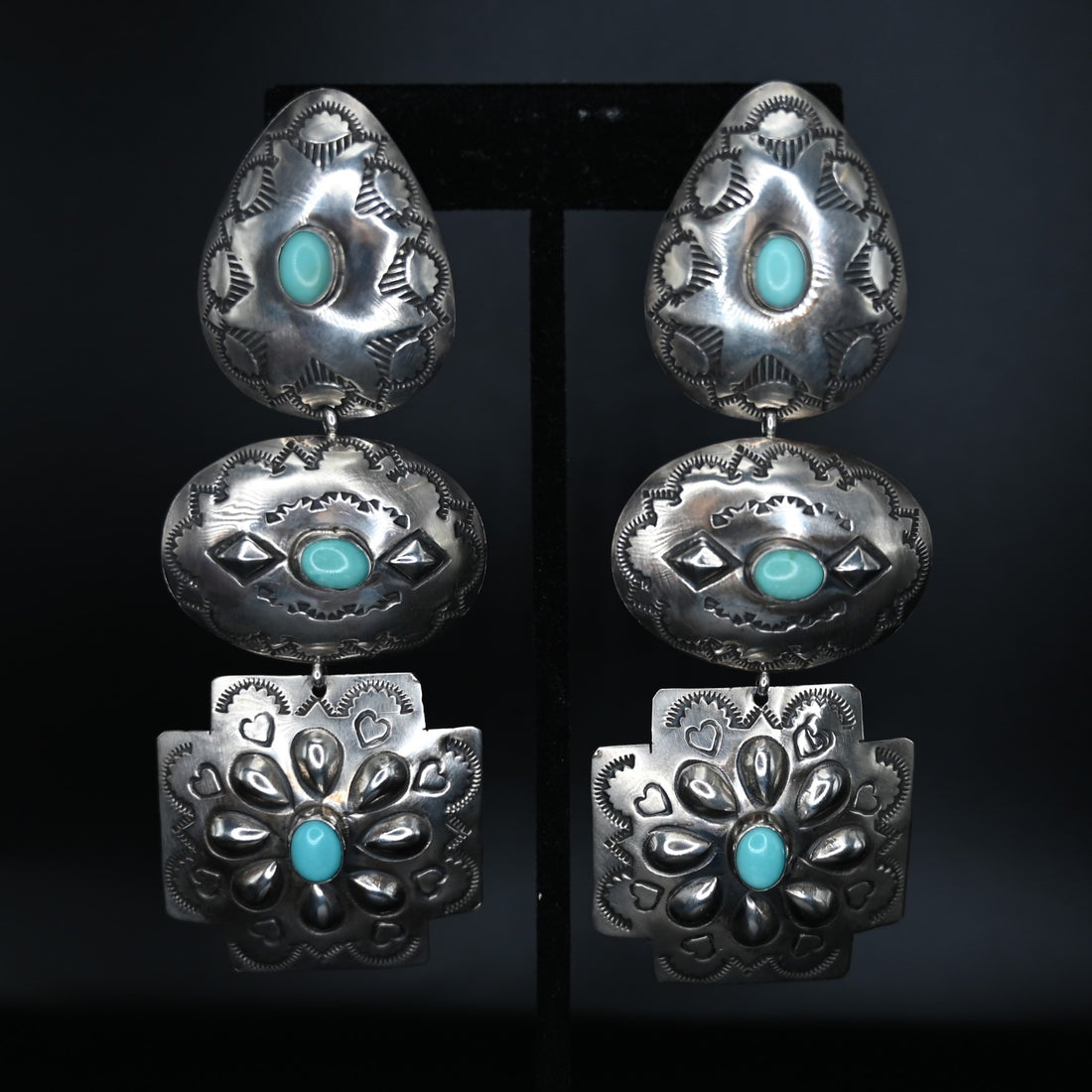 View of front of earrings