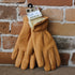 Pile-lined Deerskin Gloves In Saddle Brown W/Elastic Back view of gloves