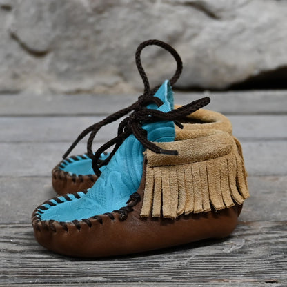 Wapsi &quot;Buckaroo&quot;in Two Toned Tan Leather and Turquoise view of side