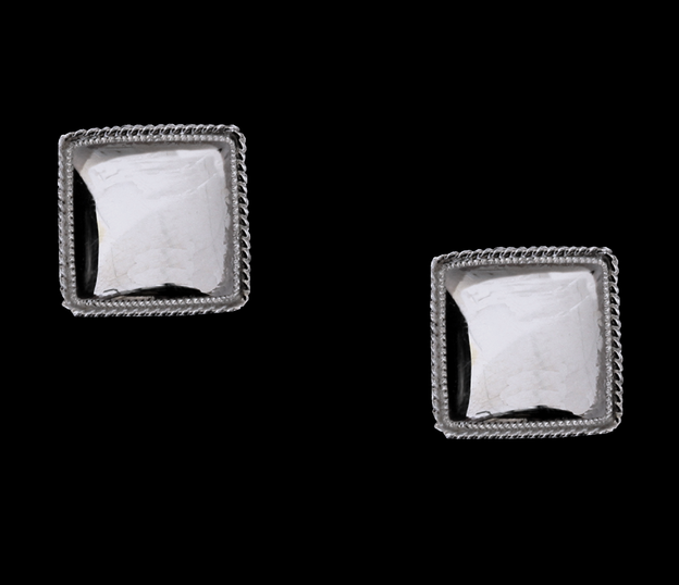 Smooth Roper Polished Sterling Silver Cuff Links W/Rope Edges view of cufflinks