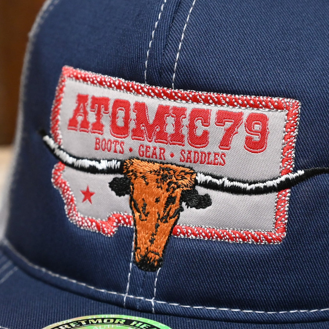 View of detail of hat