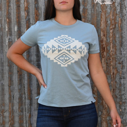 Ladies Pendleton Hood River Diamond Tee / Dusty Aqua