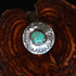 Calico Rose round hair pin in sterling and nickel silver with White Horse turquoise stone