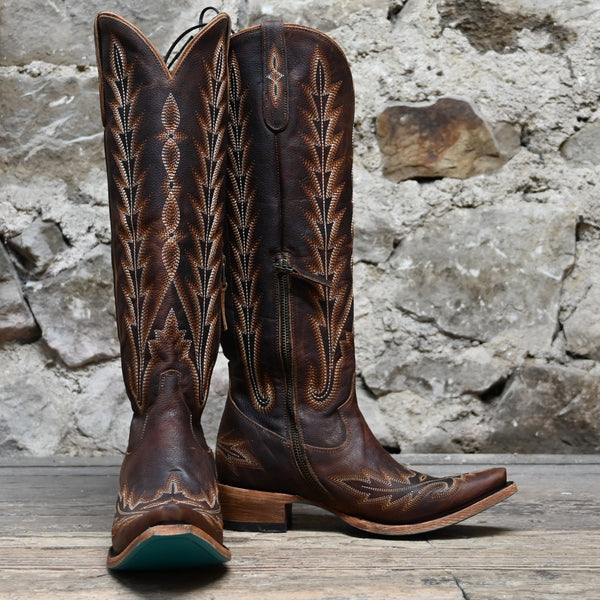 Lane Boots - The Lexington Knee High Corset Boot in Cognac