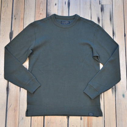 Filson Waffle Knit Thermal Crewneck in Mossy Rock waffle-knit cotton with rib-knit cuffs