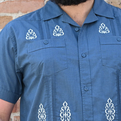 Guayabera Shirt in Midnight view of detail