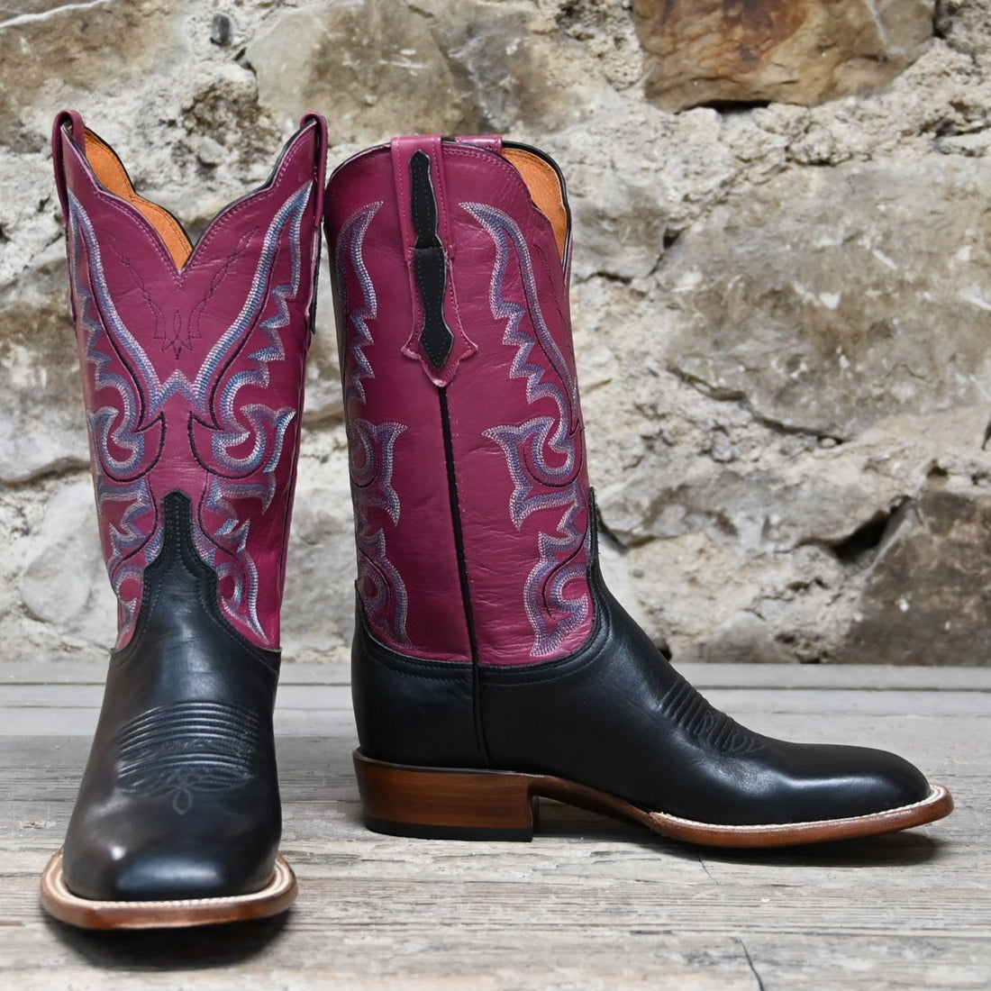 Ladies 12&quot; Leather Boot &quot;Harlow&quot; Design In Red Daqueri W/Scalloped Topline view of front and side