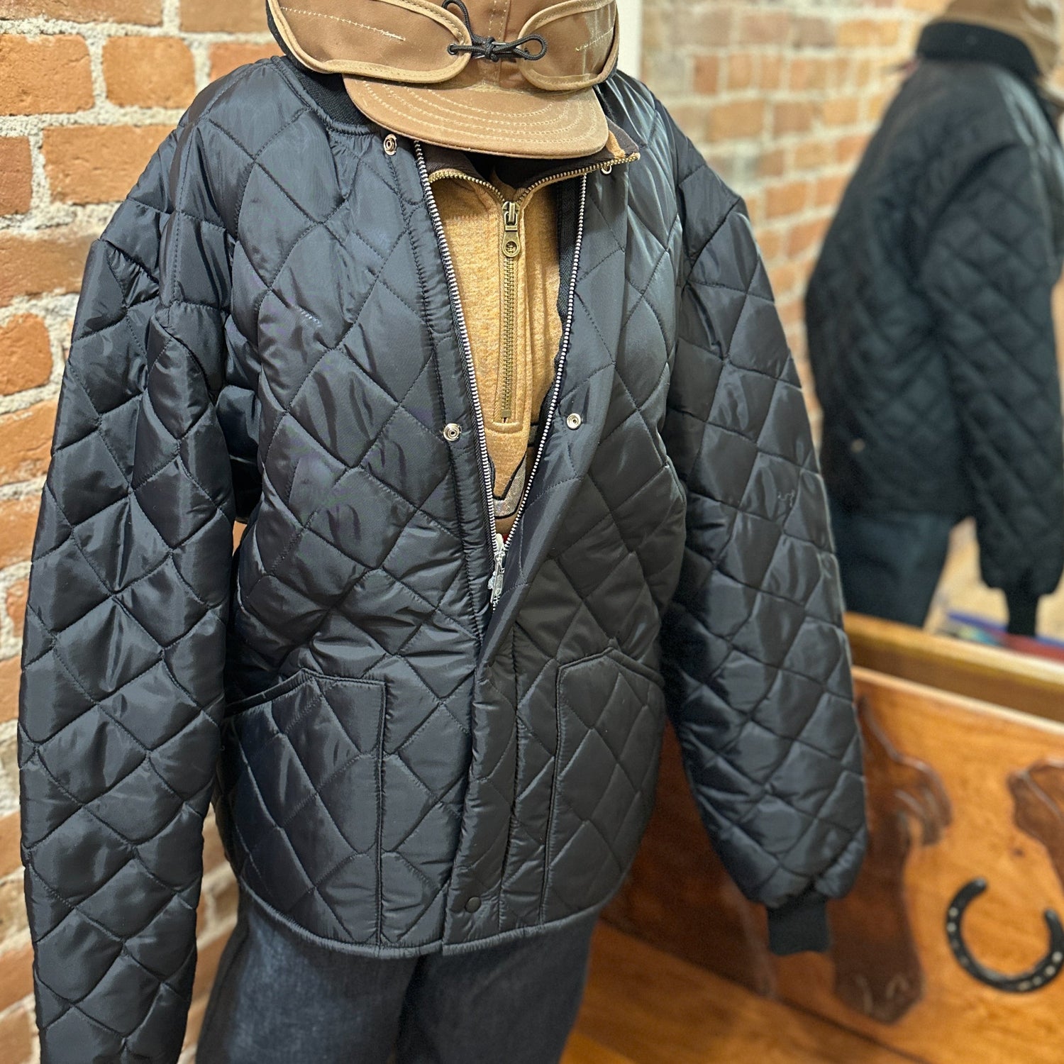 Quilted Jacket with Fleece Lining in Black view of front