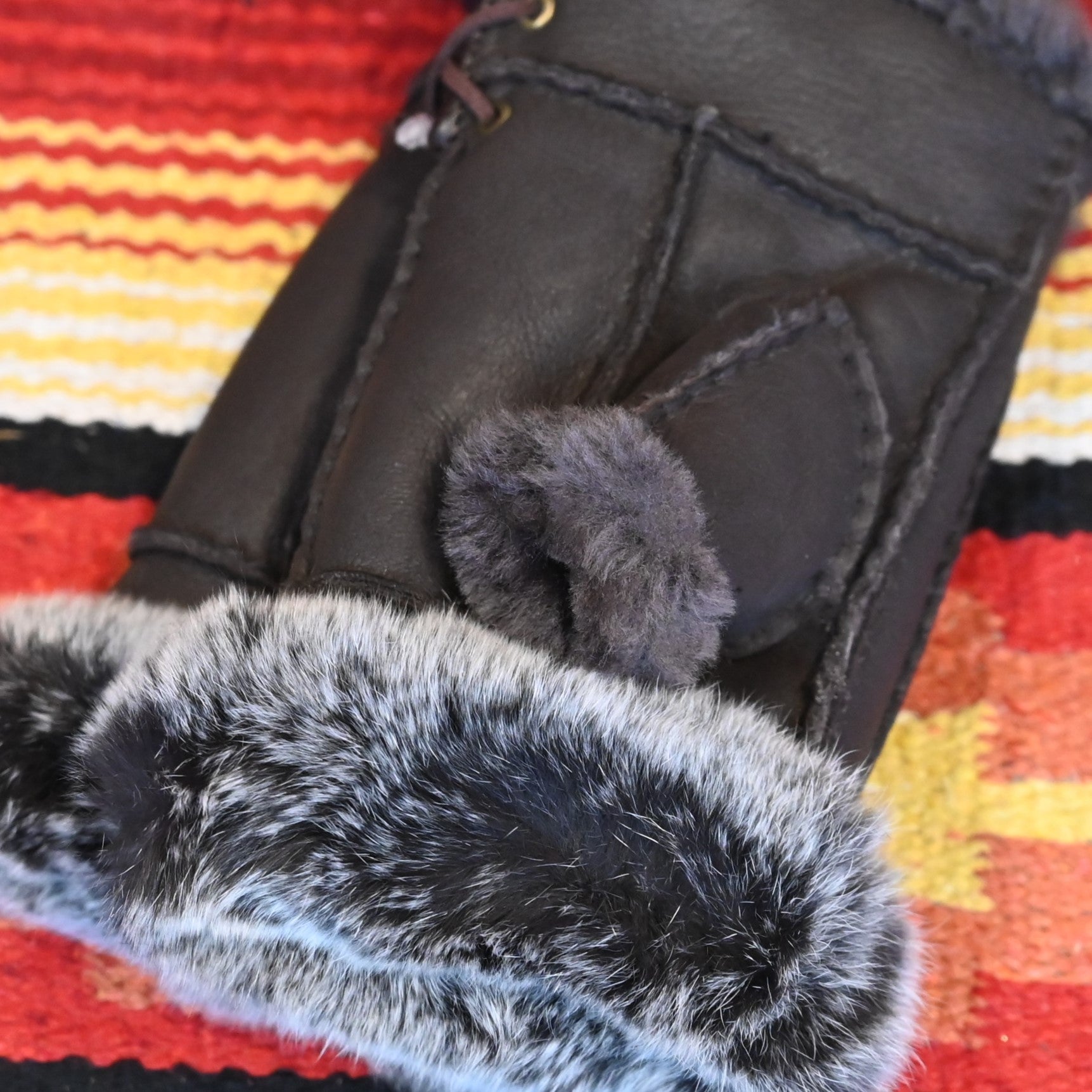 Morris Kaye HandsFree Shearling &amp; Rabbit Texting Gloves view of gloves