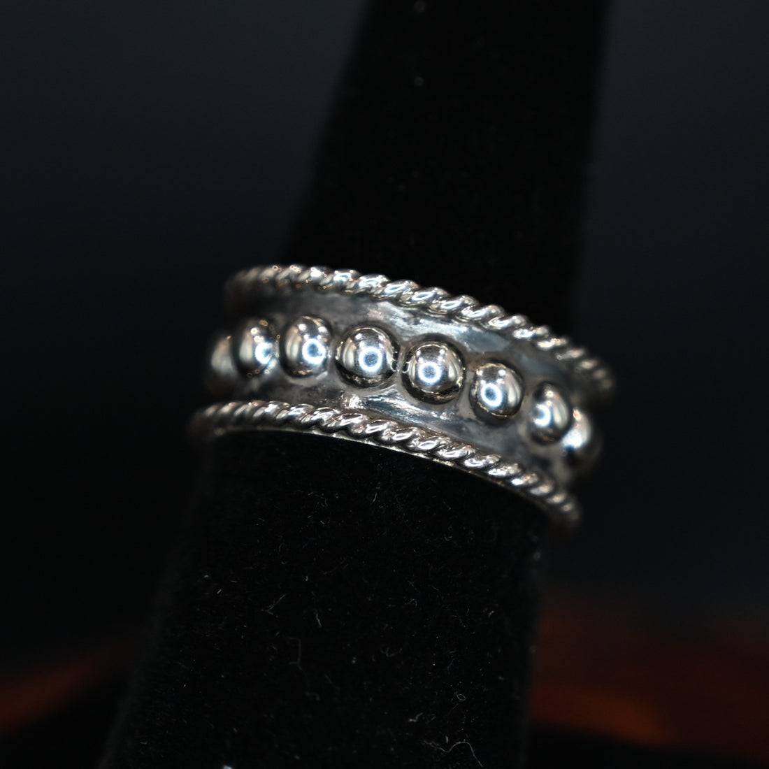 Vogt Blair Mini Ring — sterling silver ring with bead-edge and rope-edge detailing