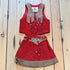 Girls red leather skirt & vest set by Southbay Leather, genuine leather two-piece youth Western outfit