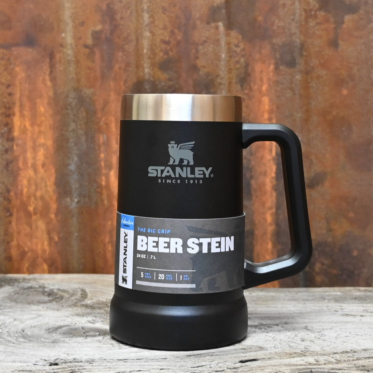 Stanley Adventure Big Grip Beer Stein in Matte Black view of beer stein