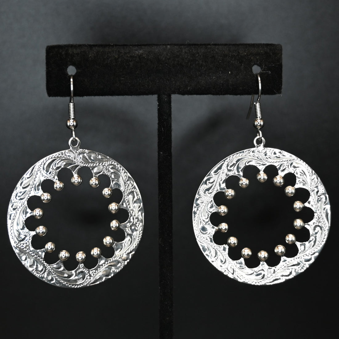 Blair Design Wagon Wheel in Sterling Silver Statement Earrings view of earrings