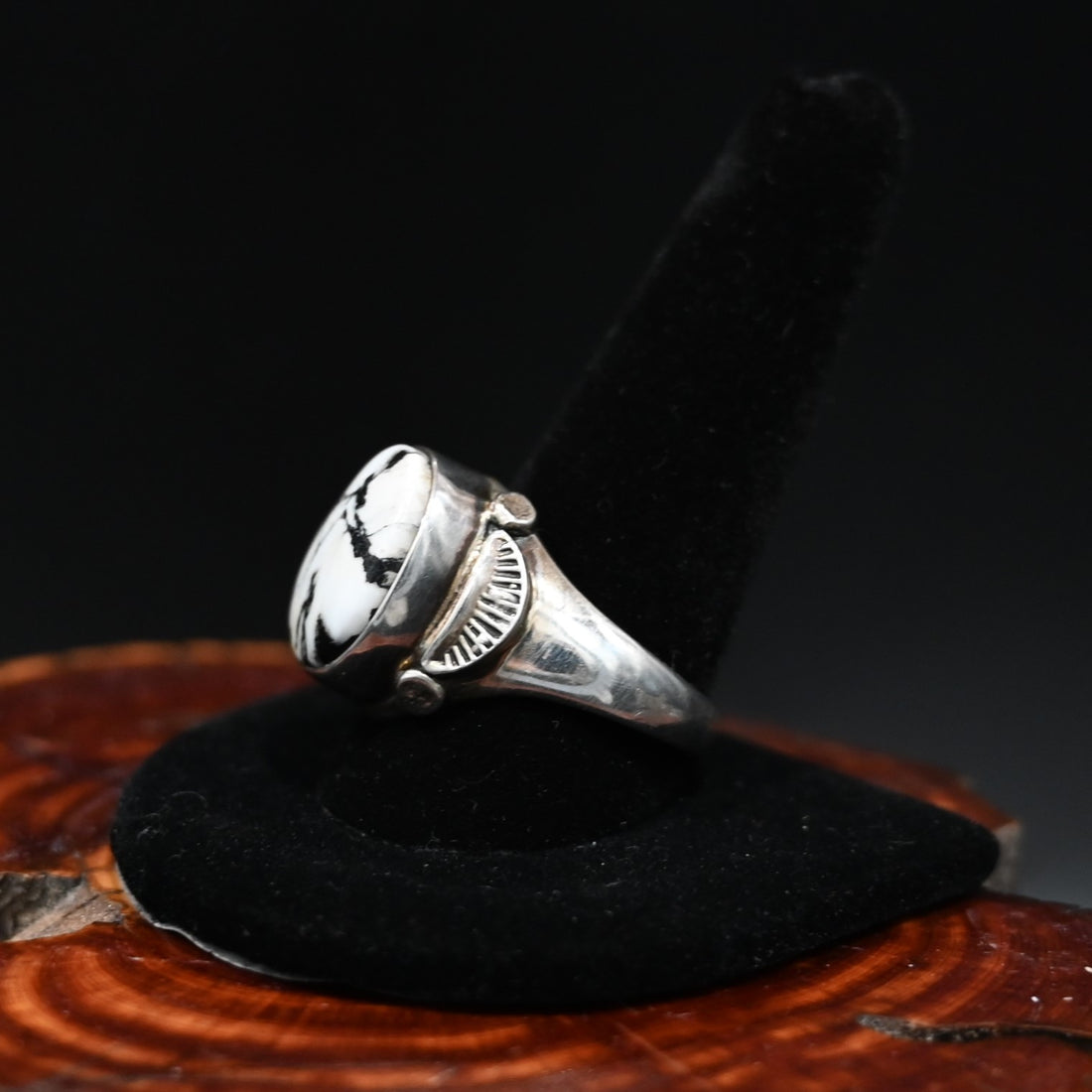 View of side of ring and band