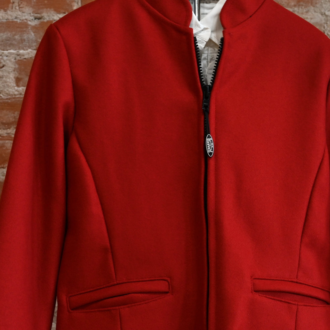 View of jacket in red