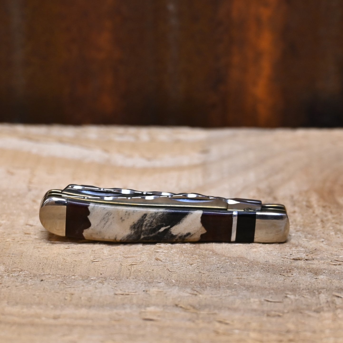 Buckeye Burl with Rust Resin Knife view of knife