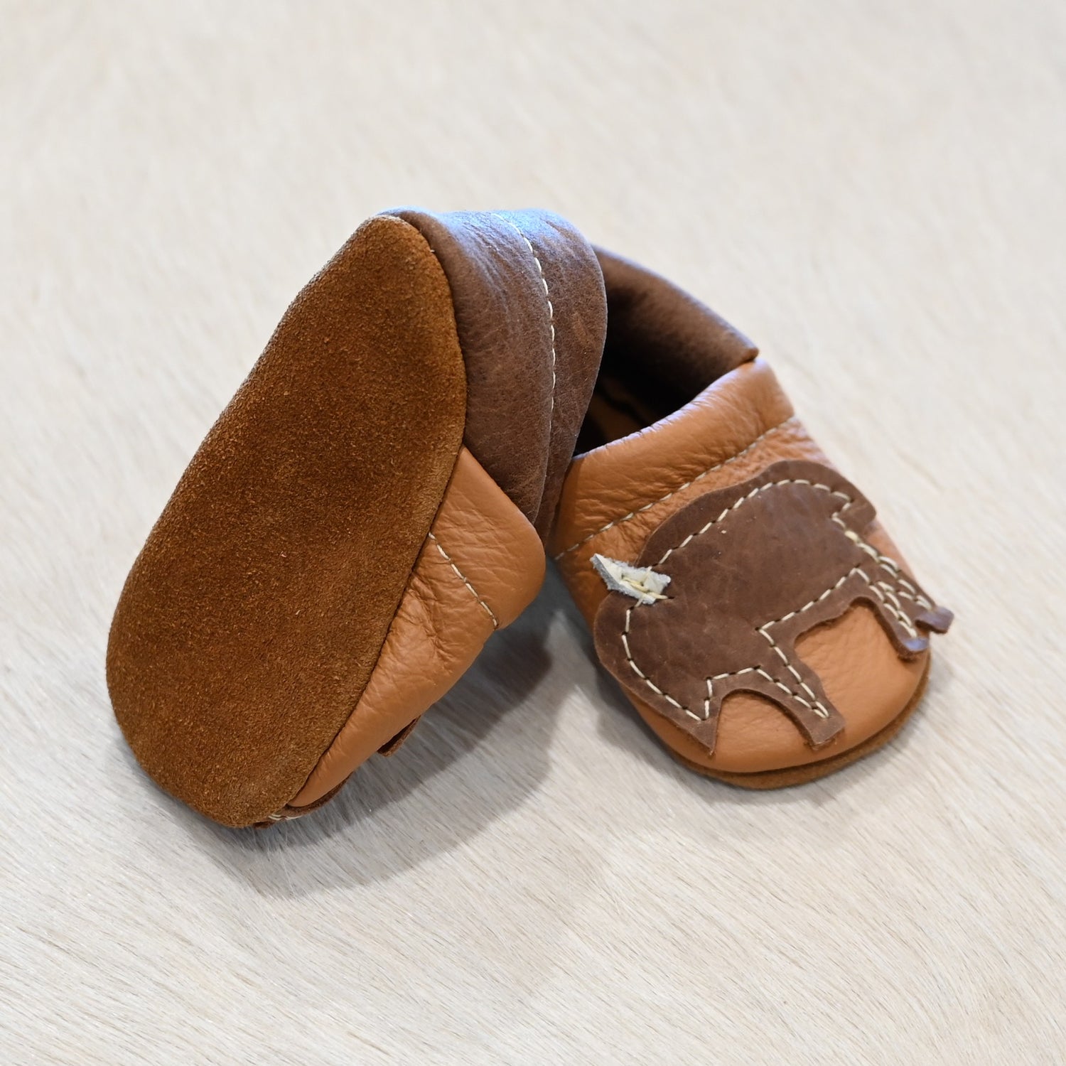 Bison on Tan Leather Bootie