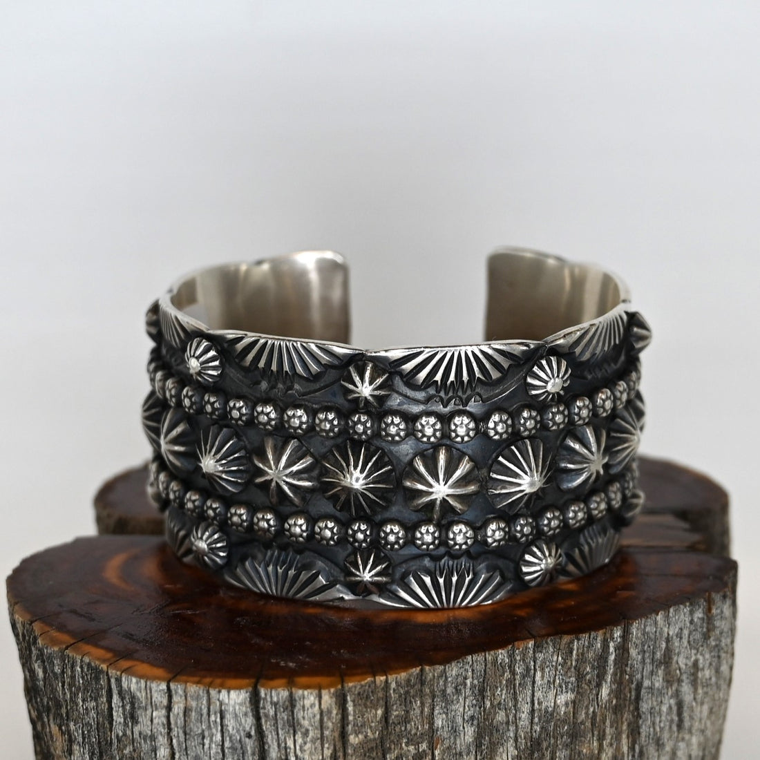 Sterling Silver San Carlos Cuff by Marc Antia-Navajo view of cuff