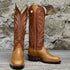 Nutted Calf Ladies 16" Buckaroo Boot with Brown Top and Honey Vamp view of front and side