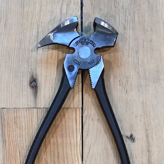 View of Front of Moore Maker 8&quot; Saddle Pliers w/ Spike and Holes.