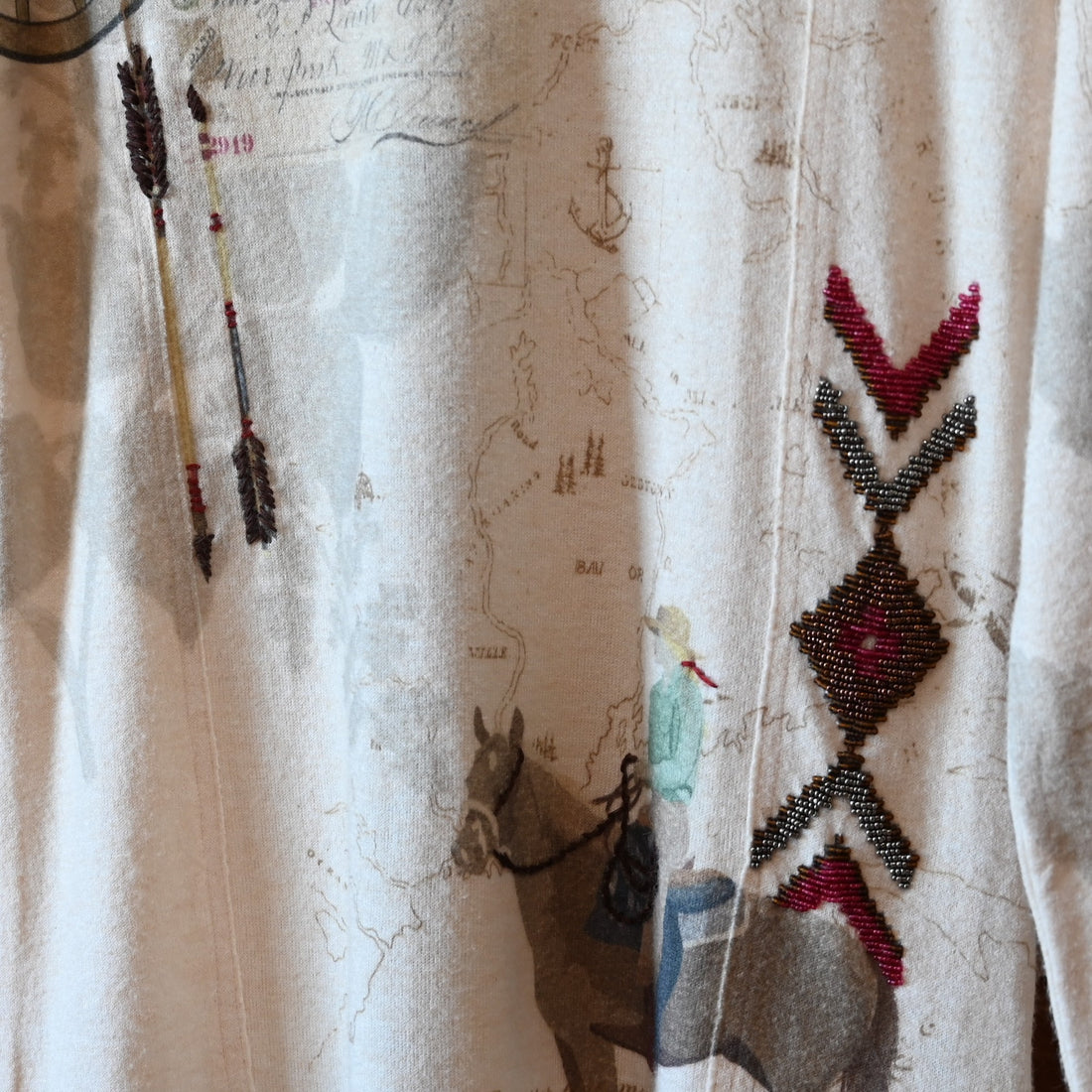 Double D Ranch Ladies No Mans Land Tee in Bone with Western graphic print