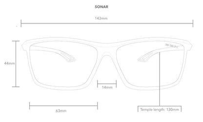 Sonar in Black/Silver view of fit guide