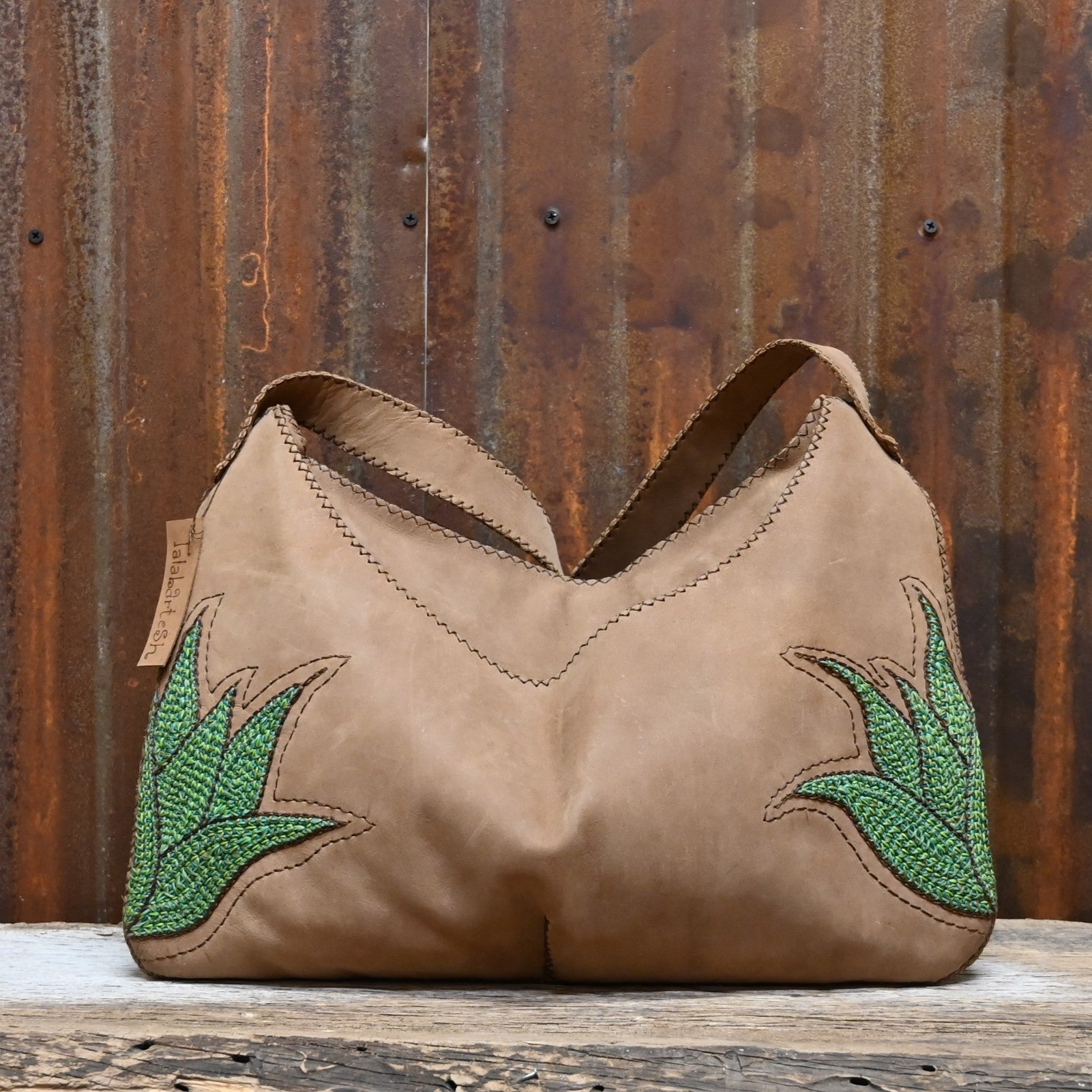 Purse with Green Leaves view of front