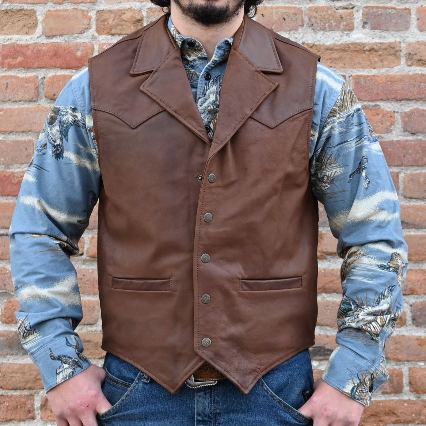 Filson Field Flannel Shirt view of shirt with Schaefer vest