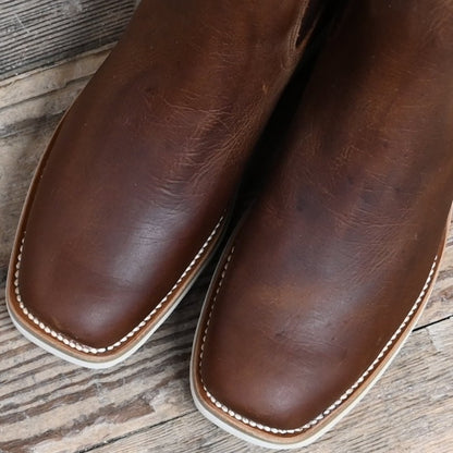 Macie Bean ladies distressed bison leather wedge bootie with Western styling