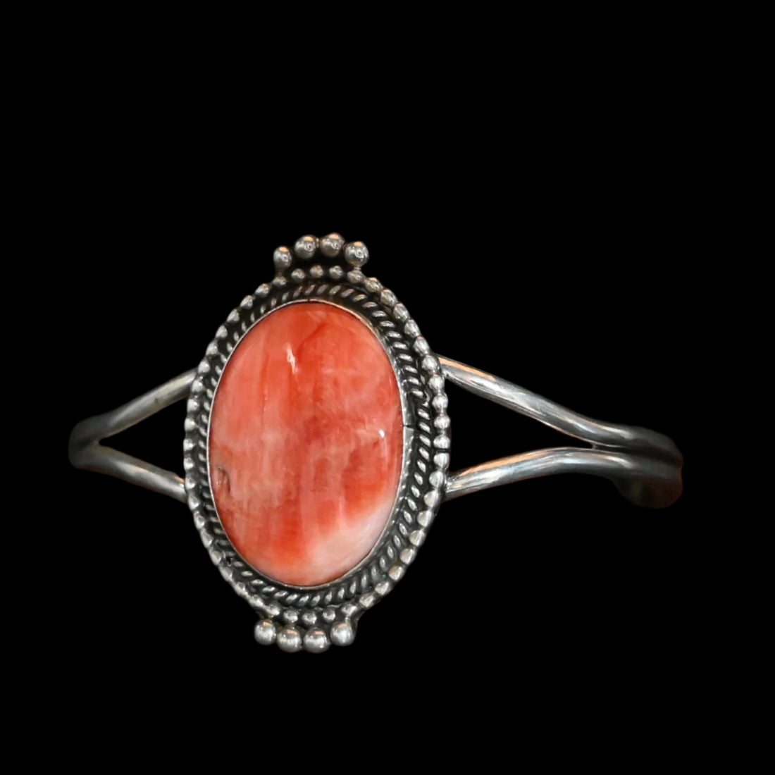 View of Sunwest Silver V. Williams Spiny Oyster One Stone Cuff featuring a single spiny oyster stone set in sterling silver