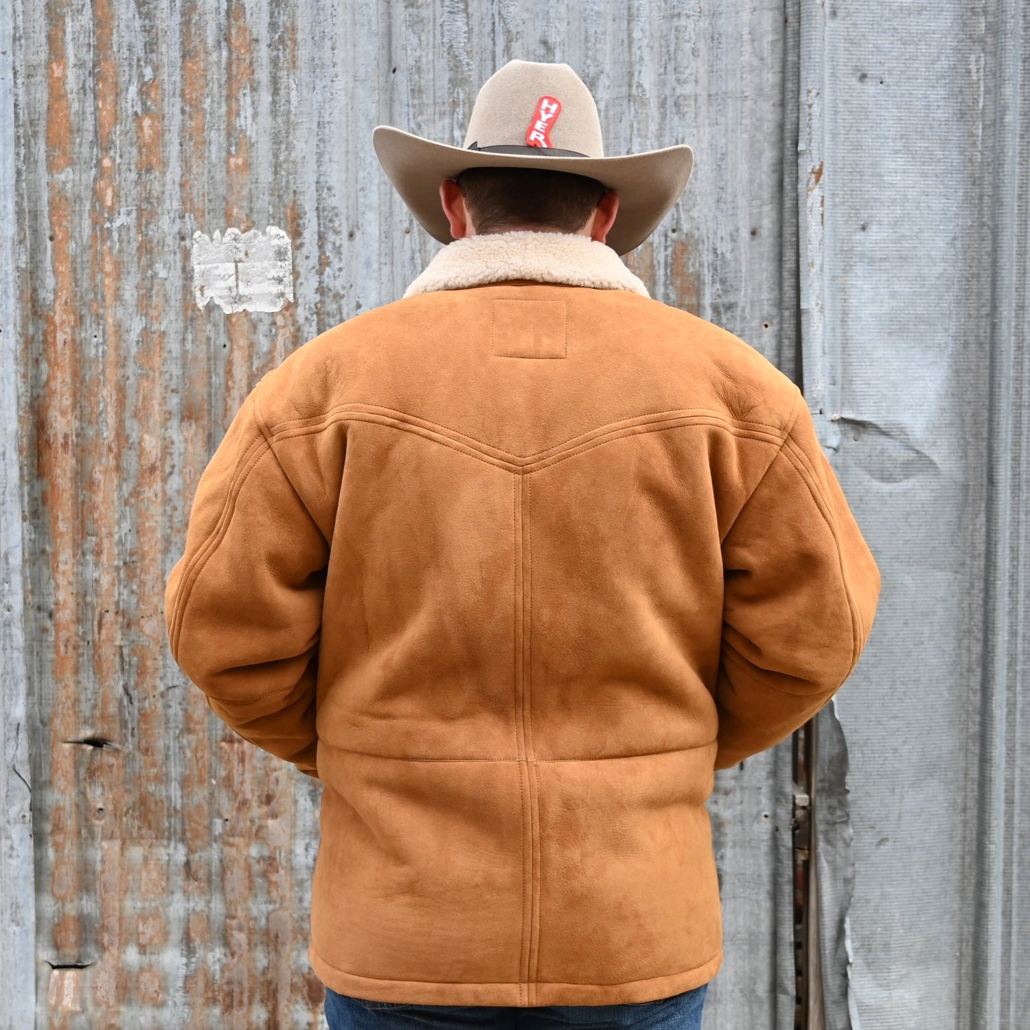 Schaefer Mens Shearling Coat view of back of jacket