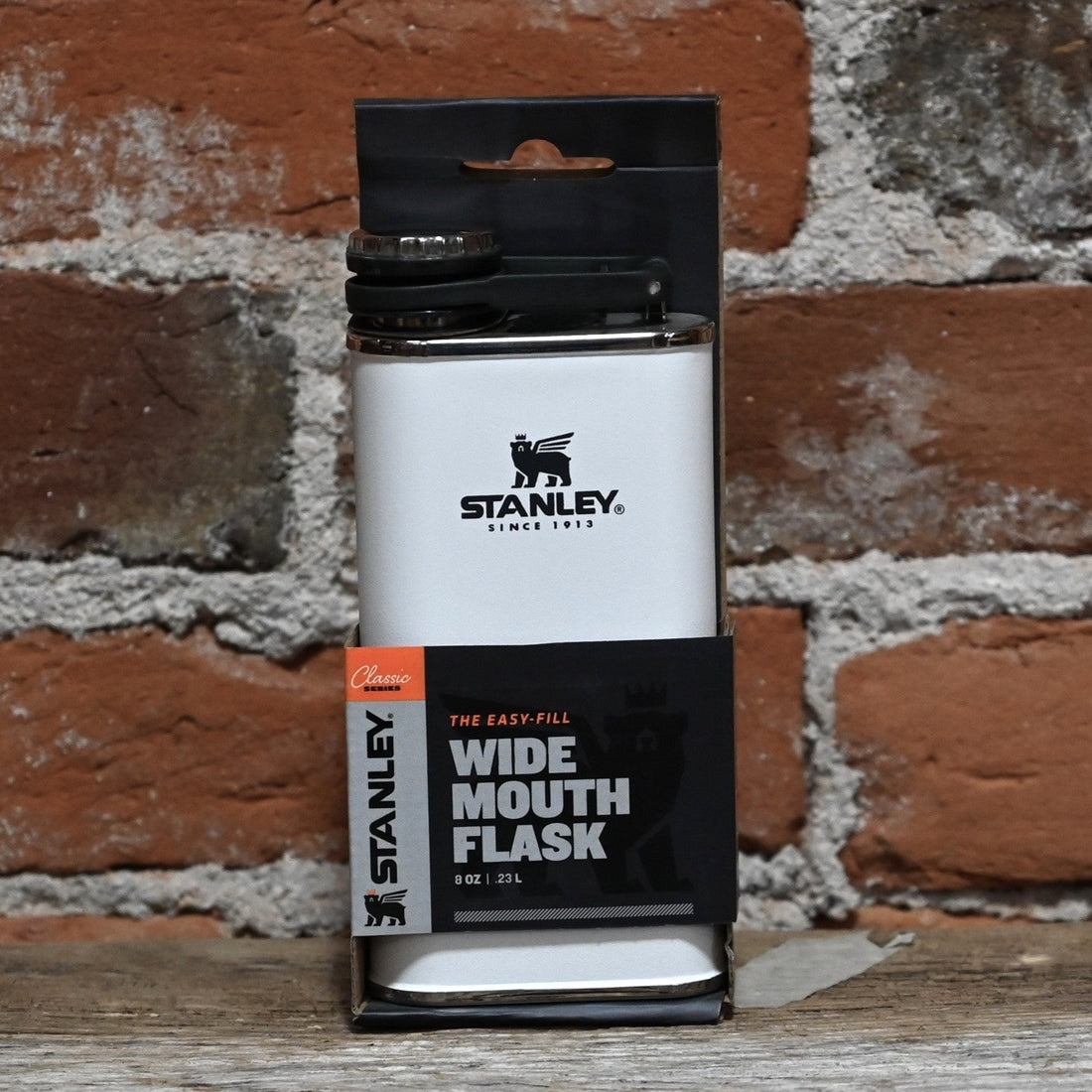 Stanley Classic Easy Fill Wide Mouth Flask in Polar view of flask