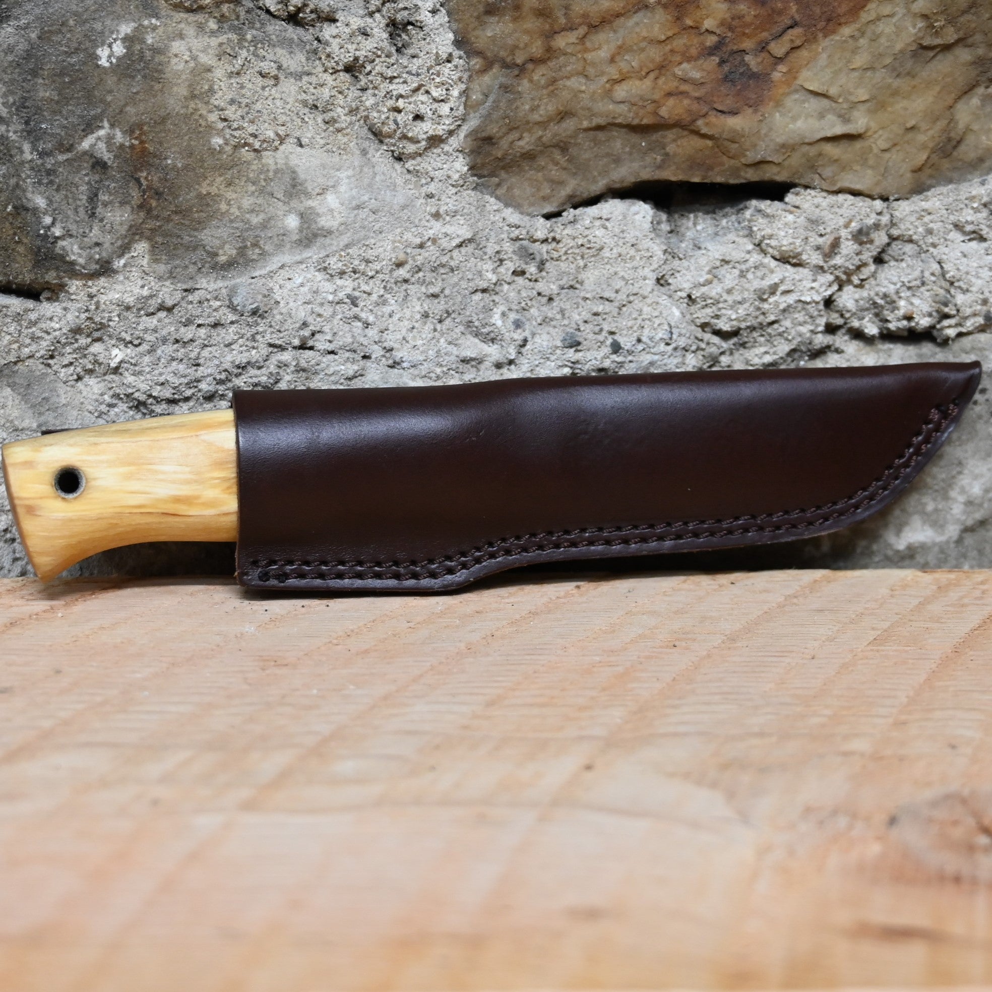 Helle Temagami Carbon Steel Knife view of sheath