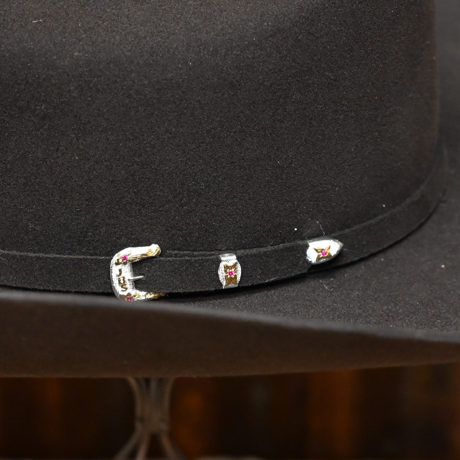 View of detail of hat