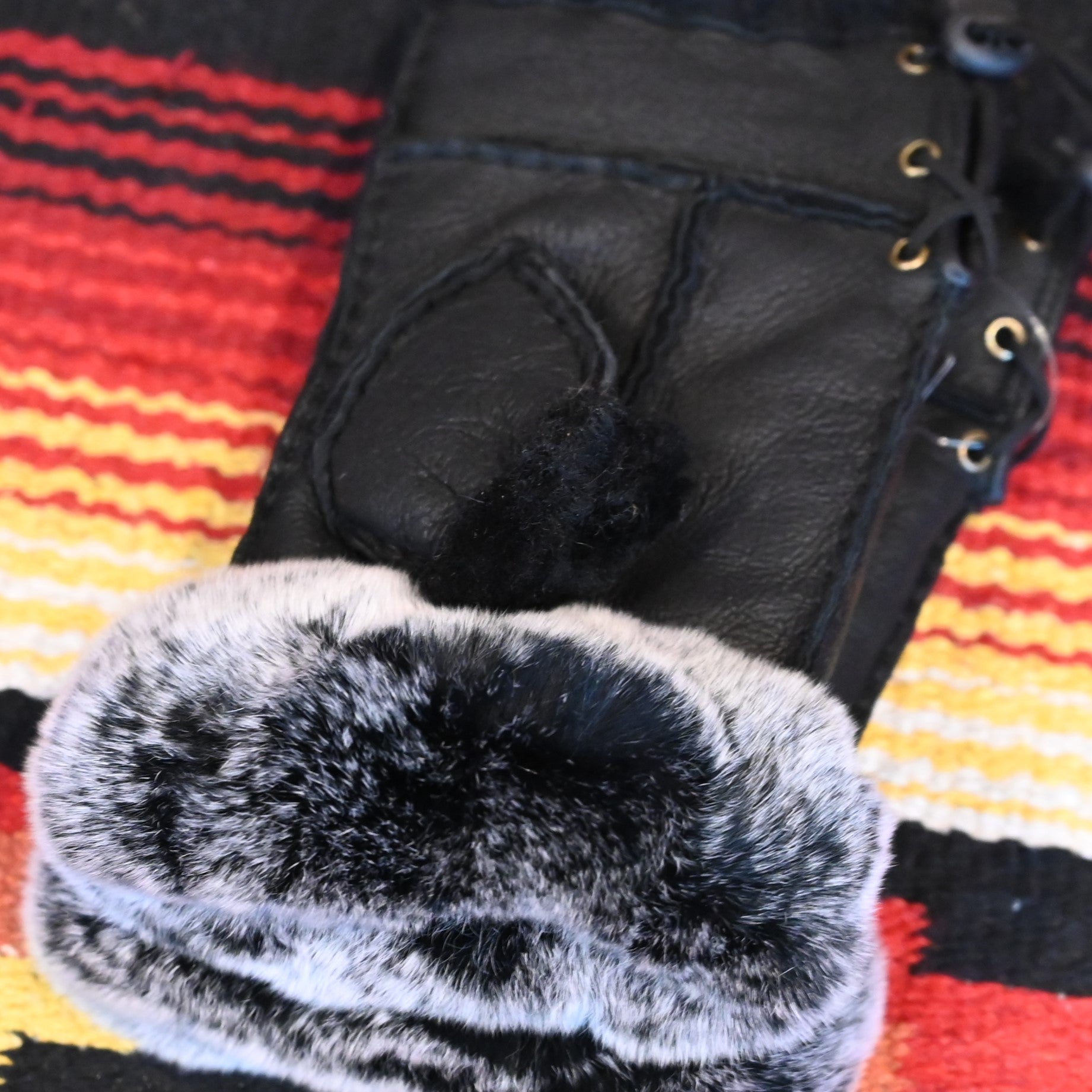 Morris Kaye Handsfree Shearling &amp; Rabbit Texting Gloves view of gloves