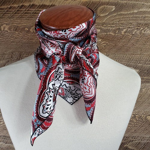 Charmeuse Little Bandana Red view of wild rag tied