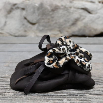 Brown Baby Moccasins W/Cheetah Lining view of side