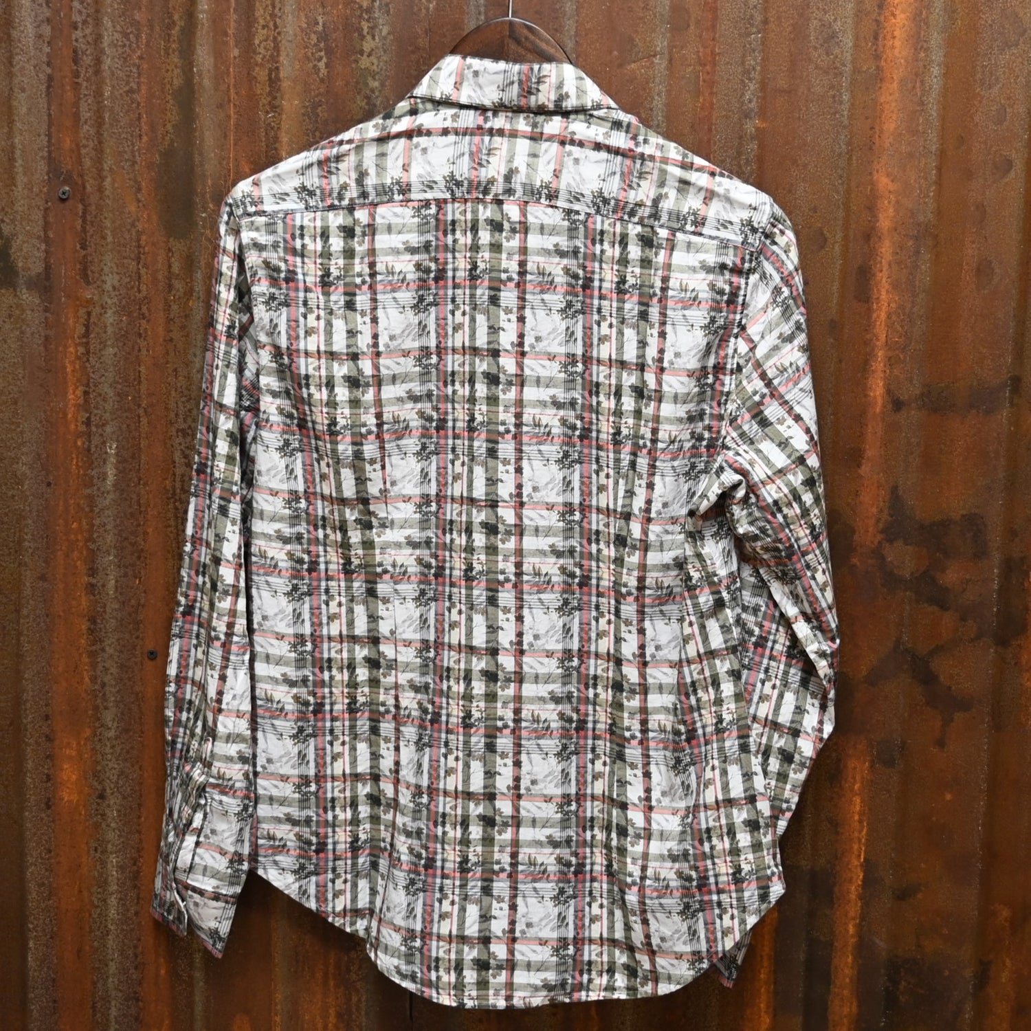 View of back of shirt hanging