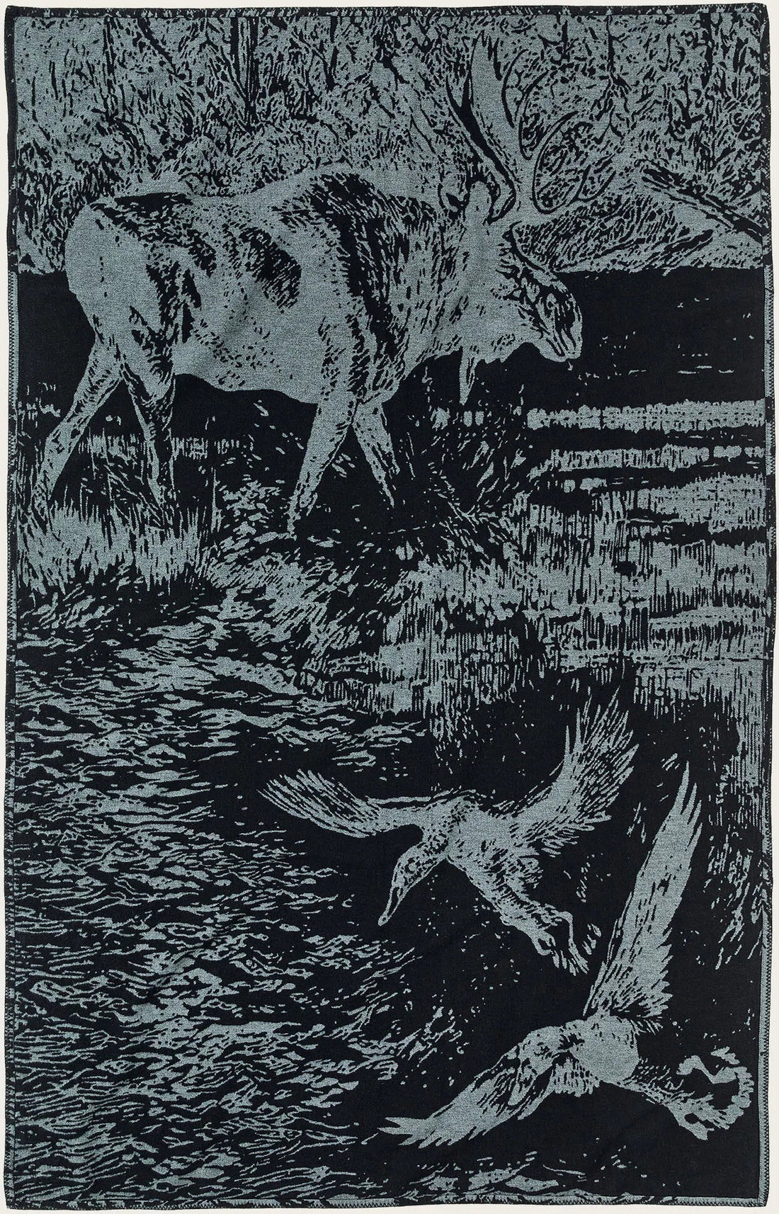 Filson cotton blanket balsam green marshlands woven pattern 100% cotton throw