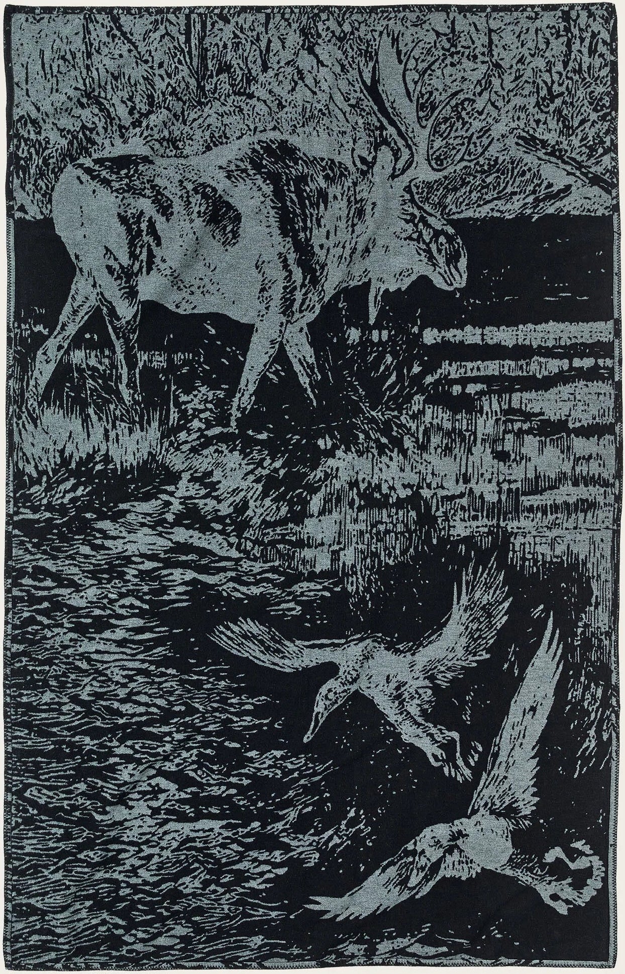 Filson cotton blanket balsam green marshlands woven pattern 100% cotton throw