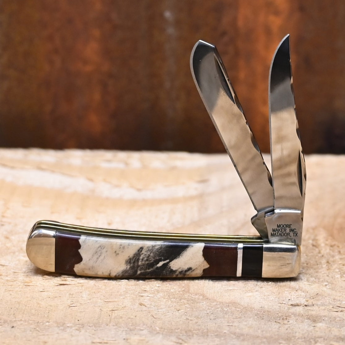 Buckeye Burl with Rust Resin Knife view of knife