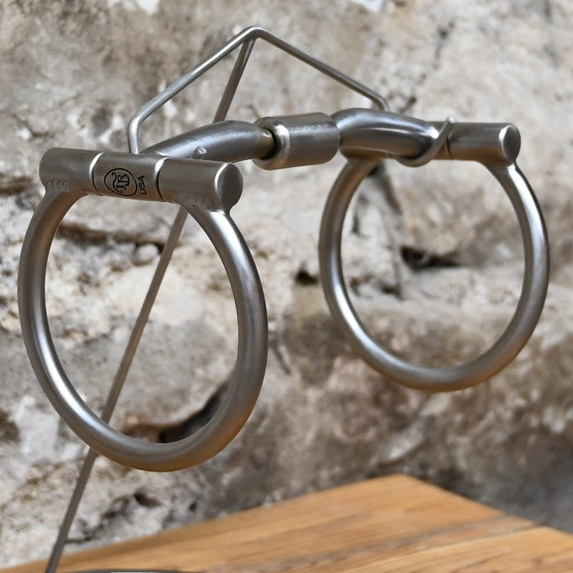 Tom Balding Baseline D‑Ring snaffle bit with sweet iron Billy Allen mouthpiece and satin stainless rings.